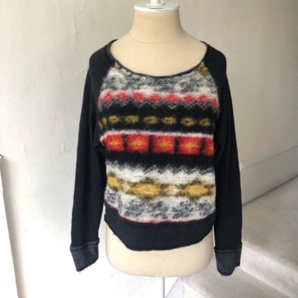 Free People x Dolan Fair Isle Cropped Wool Sweater